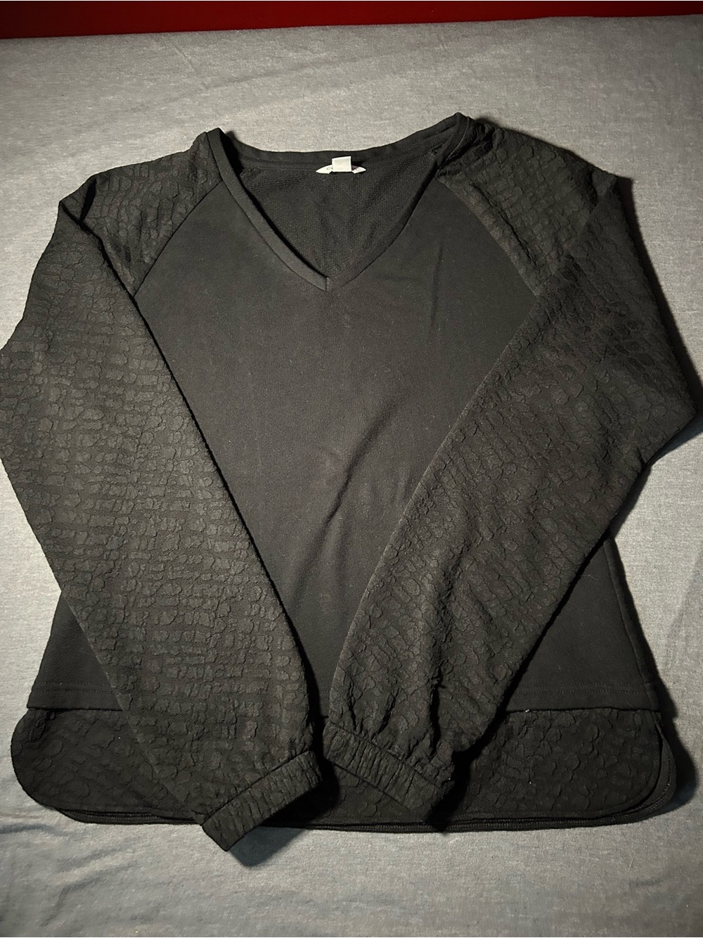 Calvin Klein Black V-Neck Lace Detail Sleeve Sweater